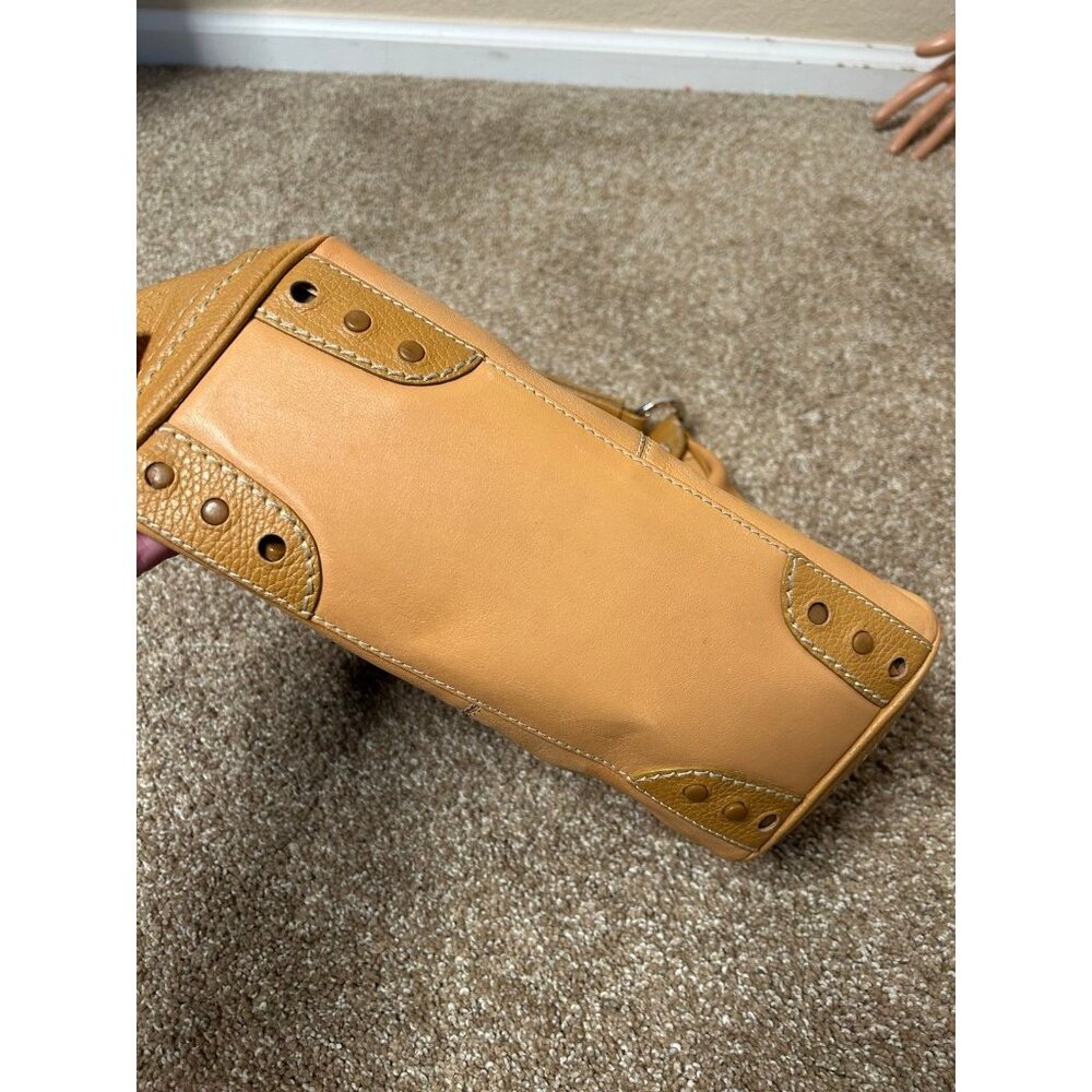 Tod's Leather Shoulder Bag/purse hobo style zip top cognac/tan slouchy stitched - Picture 5 of 11